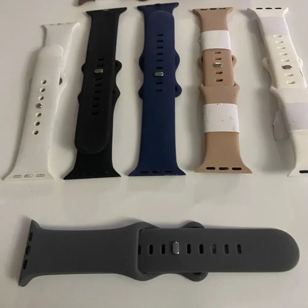 Lot of 7 Assorted Silicone Apple Watch Bands Used #41